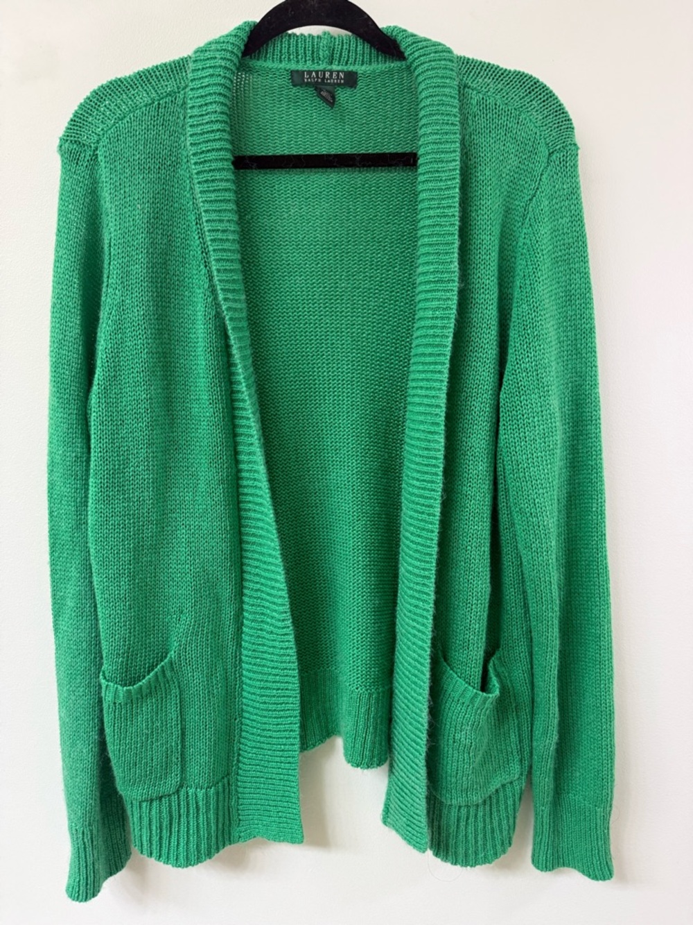 Ralph Lauren Green Open-Front Shawl Collar Cardigan Women’s Size XLarge